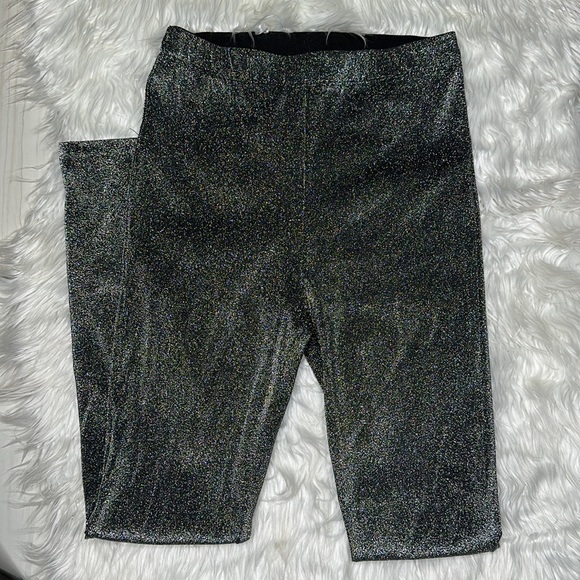 SILVER & BLACK LEGGINGS SZ MEDIUM - Picture 1 of 4